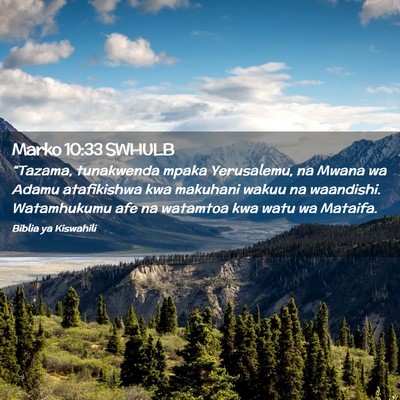 Picture 02 - Marko 10:33 SWHULB - “Tazama, tunakwenda mpaka Yerusalemu, na Mwana - Bible Verse Picture