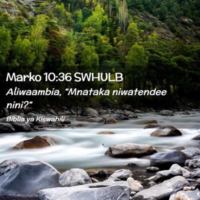 Picture 02 - Marko 10:36 SWHULB - Aliwaambia, “Mnataka niwatendee - Bible Verse Picture