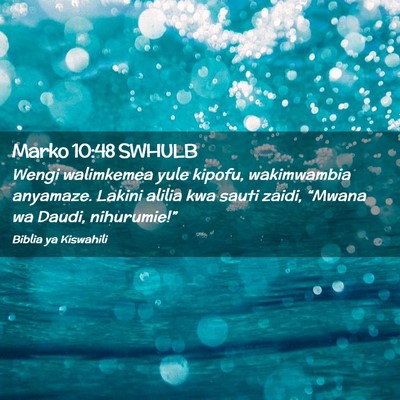Picture 02 - Marko 10:48 SWHULB - Wengi walimkemea yule kipofu, wakimwambia - Bible Verse Picture