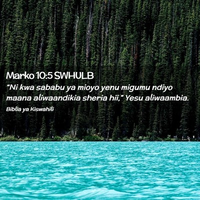 Picture 02 - Marko 10:5 SWHULB - “Ni kwa sababu ya mioyo yenu migumu ndiyo maana - Bible Verse Picture