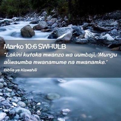 Picture 02 - Marko 10:6 SWHULB - “Lakini kutoka mwanzo wa uumbaji, 'Mungu - Bible Verse Picture