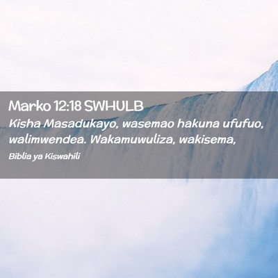 Picture 02 - Marko 12:18 SWHULB - Kisha Masadukayo, wasemao hakuna ufufuo, - Bible Verse Picture