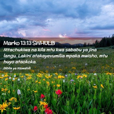 Picture 02 - Marko 13:13 SWHULB - Mtachukiwa na kila mtu kwa sababu ya jina langu. - Bible Verse Picture