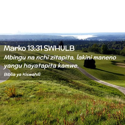 Picture 02 - Marko 13:31 SWHULB - Mbingu na nchi zitapita, lakini maneno yangu - Bible Verse Picture