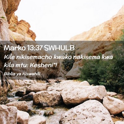 Picture 02 - Marko 13:37 SWHULB - Kile nikisemacho kwako nakisema kwa kila mtu: - Bible Verse Picture