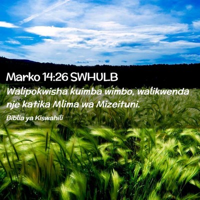 Picture 02 - Marko 14:26 SWHULB - Walipokwisha kuimba wimbo, walikwenda nje katika - Bible Verse Picture