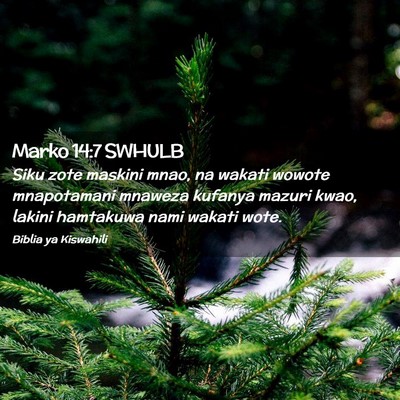 Picture 02 - Marko 14:7 SWHULB - Siku zote maskini mnao, na wakati wowote - Bible Verse Picture