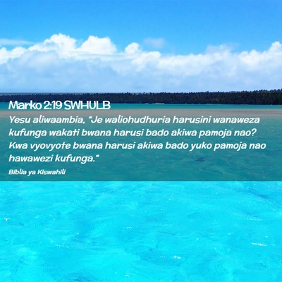 Picture 02 - Marko 2:19 SWHULB - Yesu aliwaambia, “Je waliohudhuria harusini - Bible Verse Picture