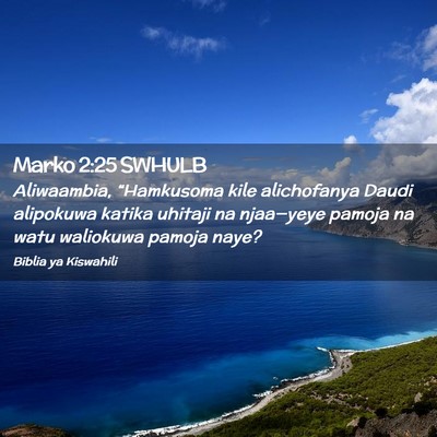 Picture 02 - Marko 2:25 SWHULB - Aliwaambia, “Hamkusoma kile alichofanya Daudi - Bible Verse Picture