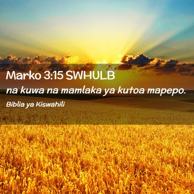 Picture 02 - Marko 3:15 SWHULB - na kuwa na mamlaka ya kutoa - Bible Verse Picture