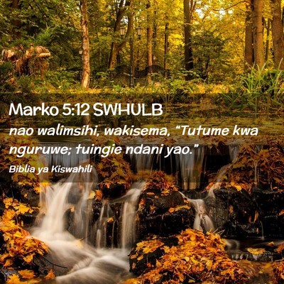 Picture 02 - Marko 5:12 SWHULB - nao walimsihi, wakisema, “Tutume kwa nguruwe; - Bible Verse Picture