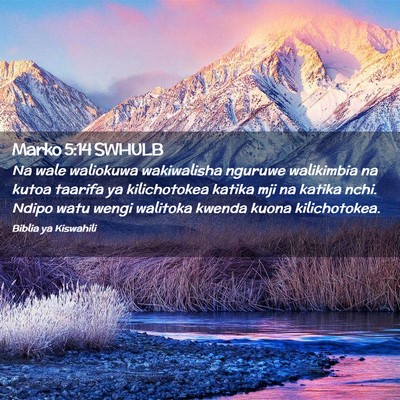 Picture 02 - Marko 5:14 SWHULB - Na wale waliokuwa wakiwalisha nguruwe walikimbia - Bible Verse Picture