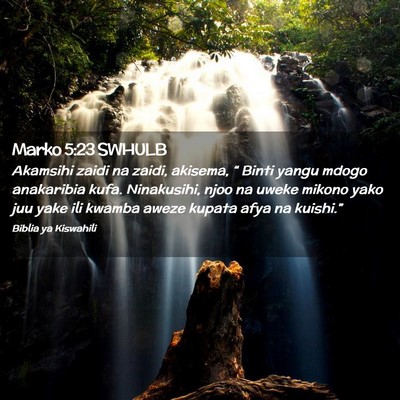 Picture 02 - Marko 5:23 SWHULB - Akamsihi zaidi na zaidi, akisema, “ Binti yangu - Bible Verse Picture
