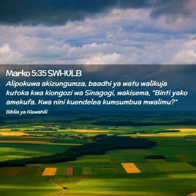 Picture 02 - Marko 5:35 SWHULB - Alipokuwa akizungumza, baadhi ya watu walikuja - Bible Verse Picture