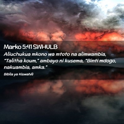 Picture 02 - Marko 5:41 SWHULB - Aliuchukua mkono wa mtoto na alimwambia, - Bible Verse Picture