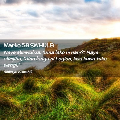 Picture 02 - Marko 5:9 SWHULB - Naye alimwuliza, “Jina lako ni nani?” Naye - Bible Verse Picture