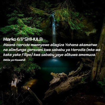 Picture 02 - Marko 6:17 SWHULB - Maana Herode mwenyewe aliagiza Yohana akamatwe na - Bible Verse Picture