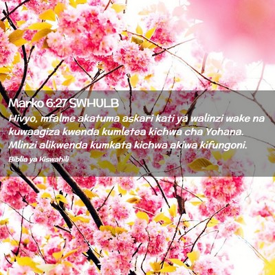 Picture 02 - Marko 6:27 SWHULB - Hivyo, mfalme akatuma askari kati ya walinzi wake - Bible Verse Picture