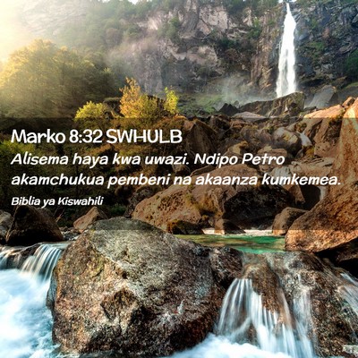 Picture 02 - Marko 8:32 SWHULB - Alisema haya kwa uwazi. Ndipo Petro akamchukua - Bible Verse Picture