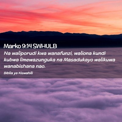 Picture 02 - Marko 9:14 SWHULB - Na waliporudi kwa wanafunzi, waliona kundi kubwa - Bible Verse Picture