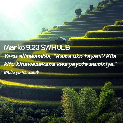 Picture 02 - Marko 9:23 SWHULB - Yesu alimwambia, “Kama uko tayari? Kila kitu - Bible Verse Picture