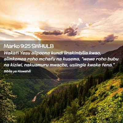 Picture 02 - Marko 9:25 SWHULB - Wakati Yesu alipoona kundi linakimbilia kwao, - Bible Verse Picture