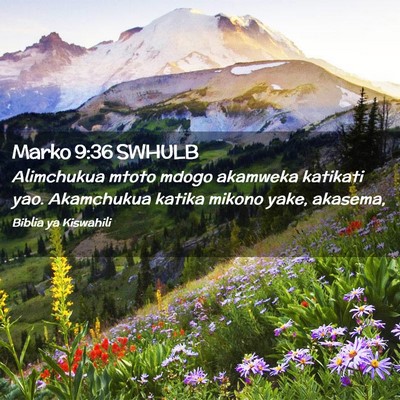 Picture 02 - Marko 9:36 SWHULB - Alimchukua mtoto mdogo akamweka katikati yao. - Bible Verse Picture