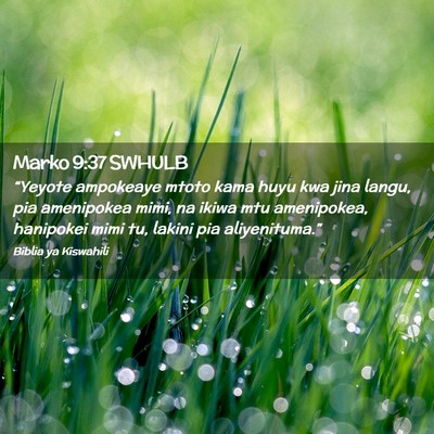 Picture 02 - Marko 9:37 SWHULB - “Yeyote ampokeaye mtoto kama huyu kwa jina - Bible Verse Picture