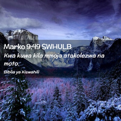 Picture 02 - Marko 9:49 SWHULB - Kwa kuwa kila mmoja atakolezwa na - Bible Verse Picture