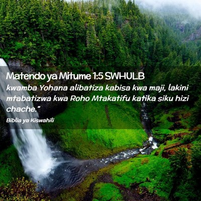 Picture 02 - Matendo ya Mitume 1:5 SWHULB - kwamba Yohana alibatiza kabisa kwa maji, lakini - Bible Verse Picture