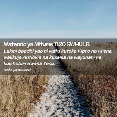 Picture 02 - Matendo ya Mitume 11:20 SWHULB - Lakini baadhi yao ni watu kutoka Kipro na Krene, - Bible Verse Picture