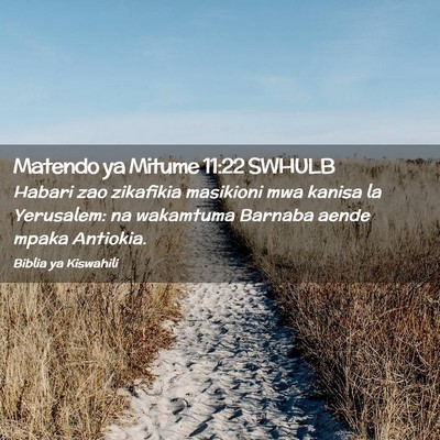 Picture 02 - Matendo ya Mitume 11:22 SWHULB - Habari zao zikafikia masikioni mwa kanisa la - Bible Verse Picture