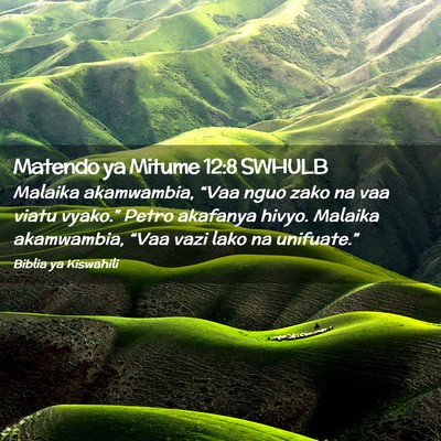 Picture 02 - Matendo ya Mitume 12:8 SWHULB - Malaika akamwambia, “Vaa nguo zako na vaa viatu - Bible Verse Picture