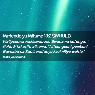 Picture 02 - Matendo ya Mitume 13:2 SWHULB - Walipokuwa wakimwabudu Bwana na kufunga, Roho - Bible Verse Picture