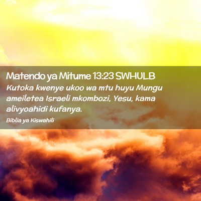 Picture 02 - Matendo ya Mitume 13:23 SWHULB - Kutoka kwenye ukoo wa mtu huyu Mungu ameiletea - Bible Verse Picture