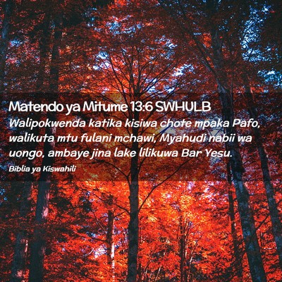 Picture 02 - Matendo ya Mitume 13:6 SWHULB - Walipokwenda katika kisiwa chote mpaka Pafo, - Bible Verse Picture