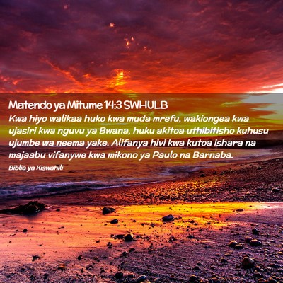 Picture 02 - Matendo ya Mitume 14:3 SWHULB - Kwa hiyo walikaa huko kwa muda mrefu, wakiongea - Bible Verse Picture