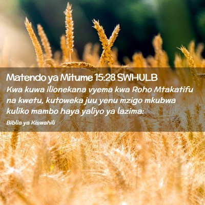 Picture 02 - Matendo ya Mitume 15:28 SWHULB - Kwa kuwa ilionekana vyema kwa Roho Mtakatifu na - Bible Verse Picture