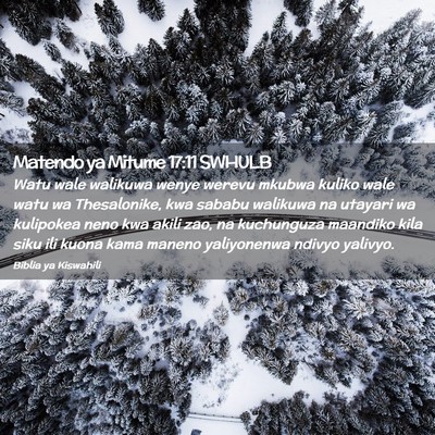Picture 02 - Matendo ya Mitume 17:11 SWHULB - Watu wale walikuwa wenye werevu mkubwa kuliko - Bible Verse Picture