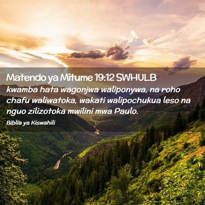 Picture 02 - Matendo ya Mitume 19:12 SWHULB - kwamba hata wagonjwa waliponywa, na roho chafu - Bible Verse Picture