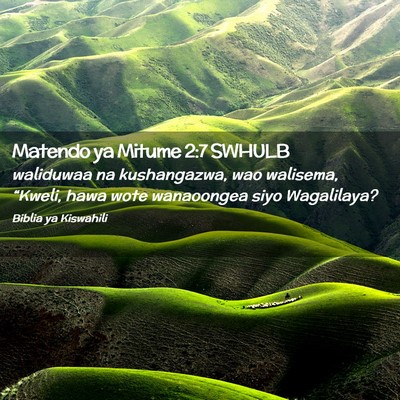 Picture 02 - Matendo ya Mitume 2:7 SWHULB - waliduwaa na kushangazwa, wao walisema, “Kweli, - Bible Verse Picture