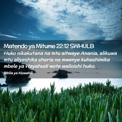Picture 02 - Matendo ya Mitume 22:12 SWHULB - Huko nikakutana na mtu aitwaye Anania, alikuwa - Bible Verse Picture