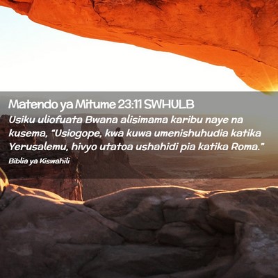 Picture 02 - Matendo ya Mitume 23:11 SWHULB - Usiku uliofuata Bwana alisimama karibu naye na - Bible Verse Picture
