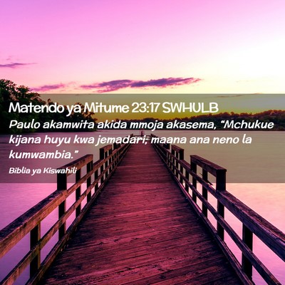 Picture 02 - Matendo ya Mitume 23:17 SWHULB - Paulo akamwita akida mmoja akasema, “Mchukue - Bible Verse Picture