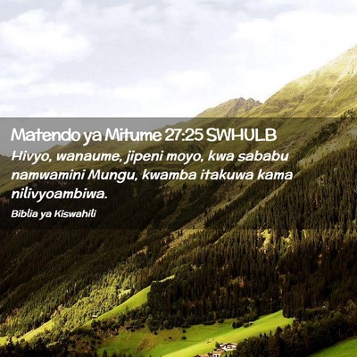 Picture 02 - Matendo ya Mitume 27:25 SWHULB - Hivyo, wanaume, jipeni moyo, kwa sababu namwamini - Bible Verse Picture