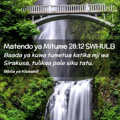 Picture 02 - Matendo ya Mitume 28:12 SWHULB - Baada ya kuwa tumetua katika mji wa Sirakusa, - Bible Verse Picture