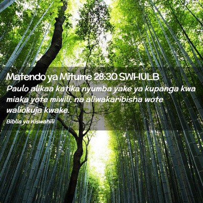 Picture 02 - Matendo ya Mitume 28:30 SWHULB - Paulo alikaa katika nyumba yake ya kupanga kwa - Bible Verse Picture