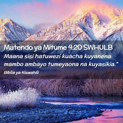 Picture 02 - Matendo ya Mitume 4:20 SWHULB - Maana sisi hatuwezi kuacha kuyanena mambo ambayo - Bible Verse Picture