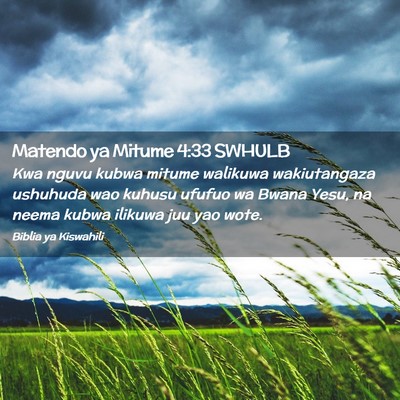 Picture 02 - Matendo ya Mitume 4:33 SWHULB - Kwa nguvu kubwa mitume walikuwa wakiutangaza - Bible Verse Picture