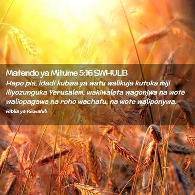Picture 02 - Matendo ya Mitume 5:16 SWHULB - Hapo pia, idadi kubwa ya watu walikuja kutoka - Bible Verse Picture